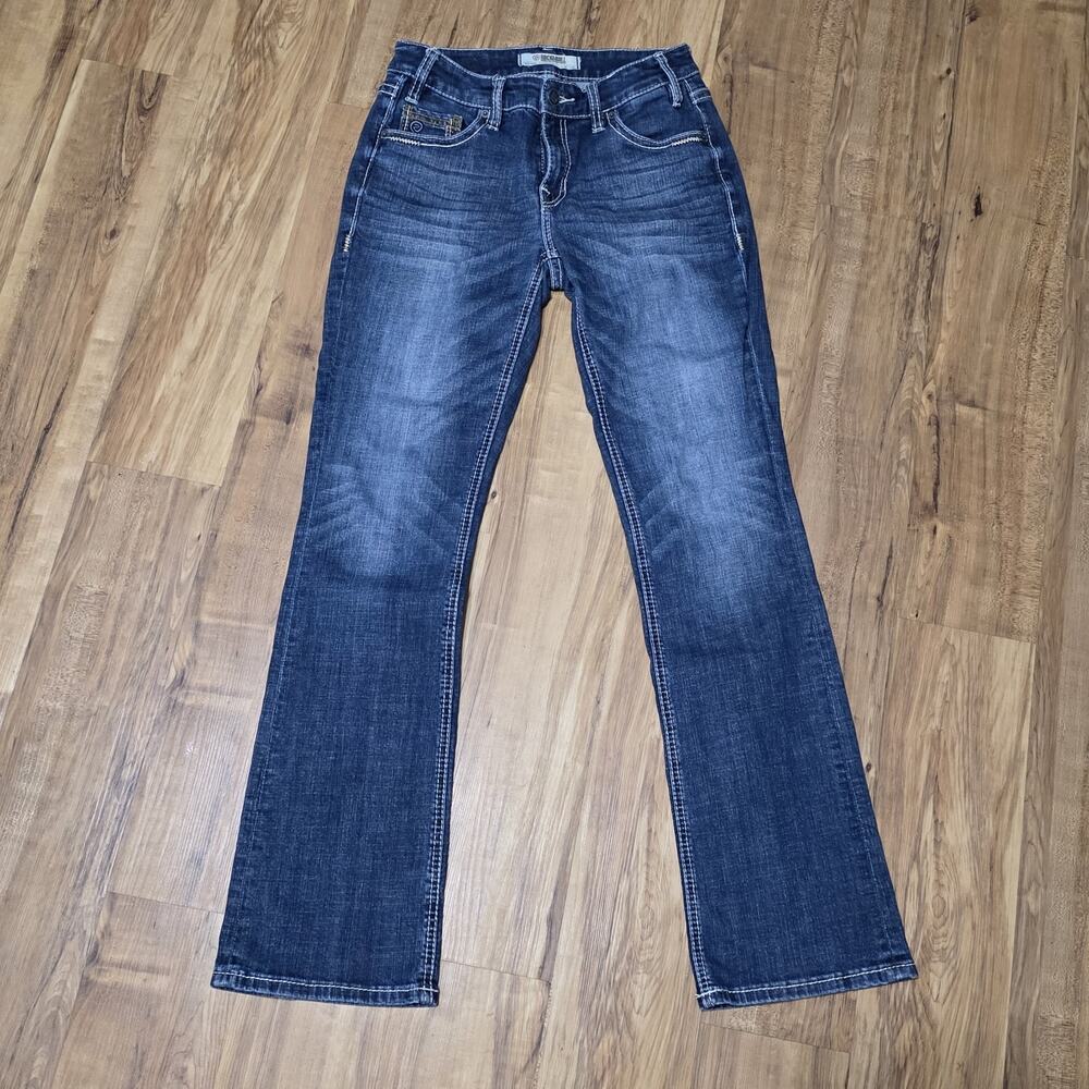 Rock & Roll Denim Mid Rise Riding Jeans Womens W26 L34 Dark Wash Bootcut Stretch